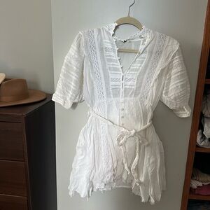 Free people White Lace Button-Up Dress